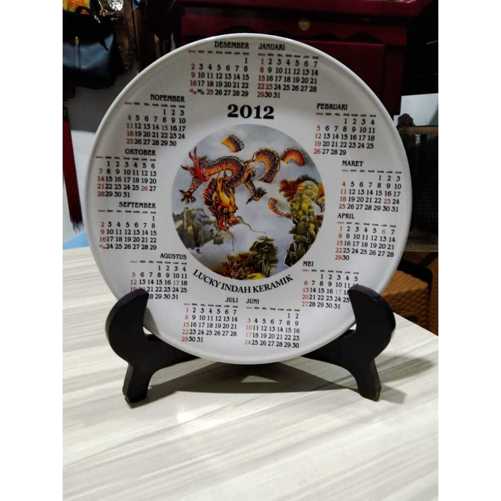 Piring Kalender Keramik 2012 Kuno Jadul Antik