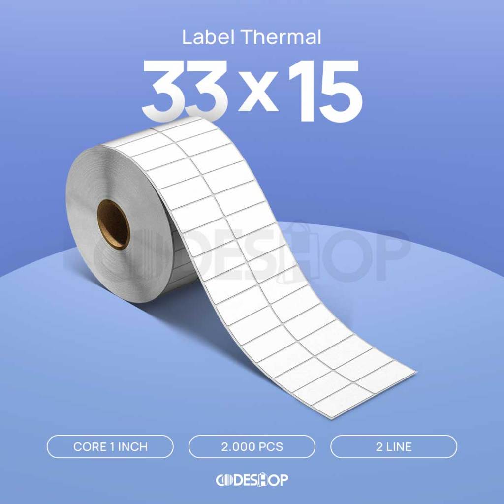 

Stiker Label Thermal 33x15 mm 2 Line Codeshop Core 1 Inch Isi 2000 Printer Termal