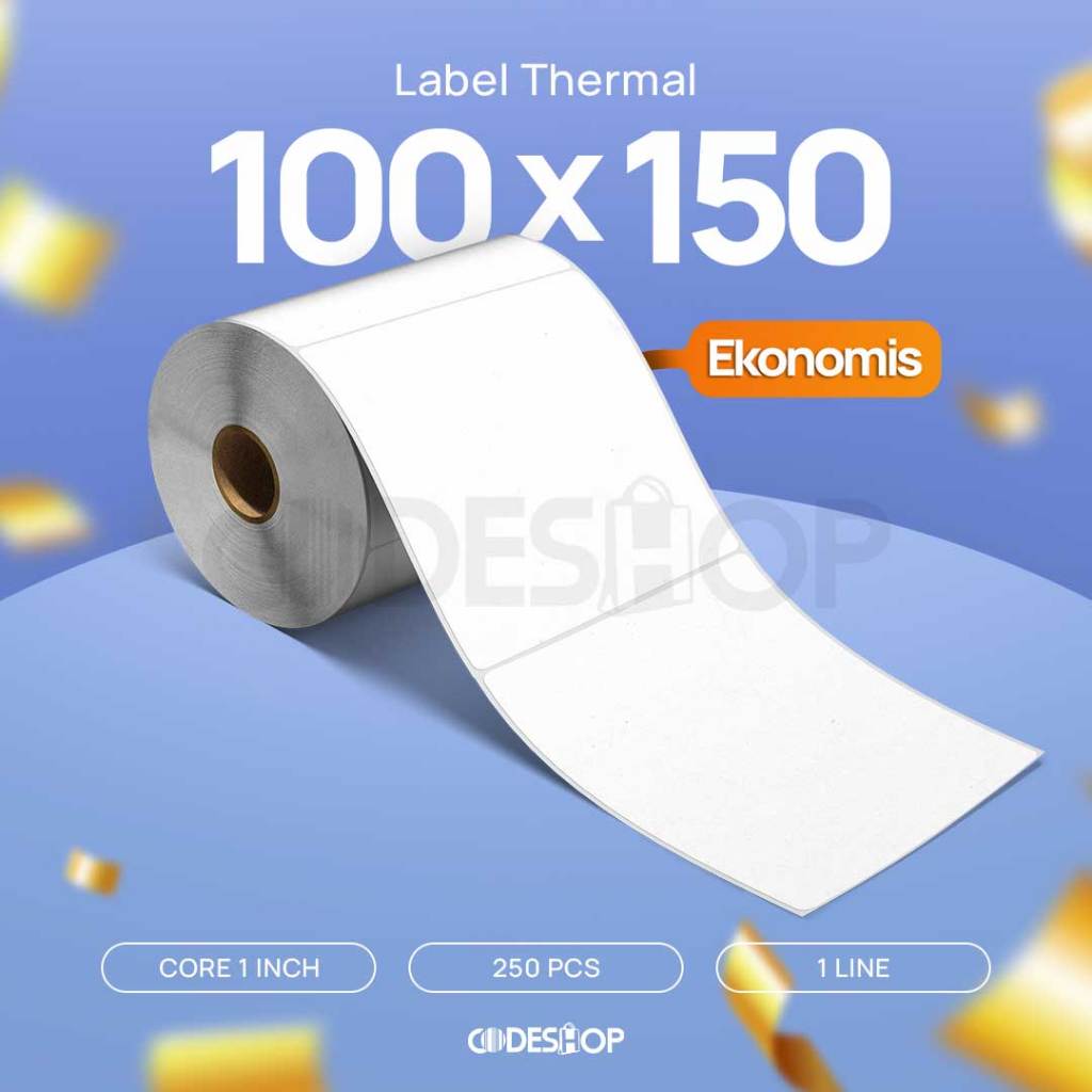

Stiker Label Thermal 100x150 mm A6 Resi ECO 1 Line Core 1 Inch Isi 250 Pcs Printer Termal