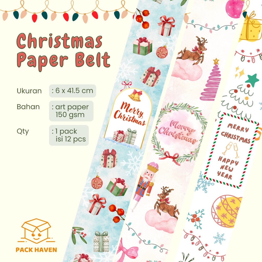 

PAPER BELT VERTIKAL/ SLEEVE NATAL MERRY CHRISTMAS