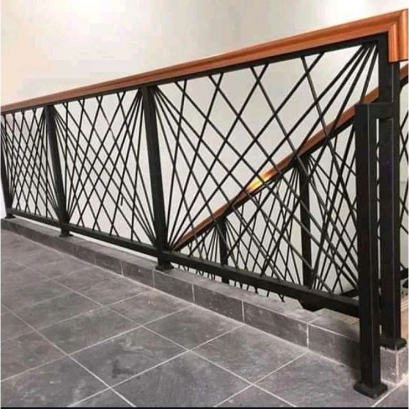 reling tangga minimalis pegangan kayu