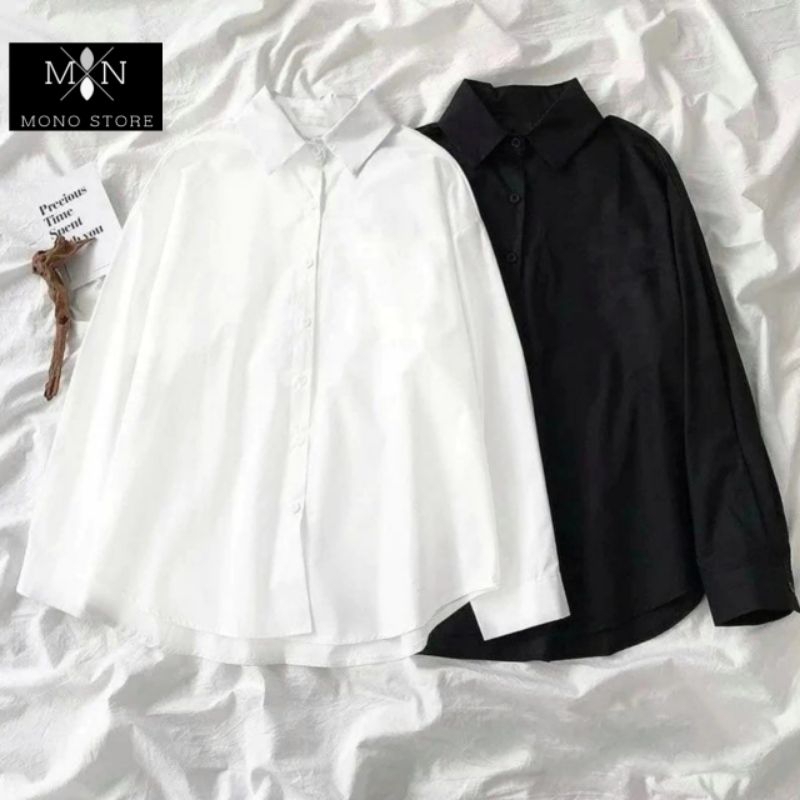 kemeja wanita lengan panjang/kemeja cewek polos/Hem wanita lengan panjang