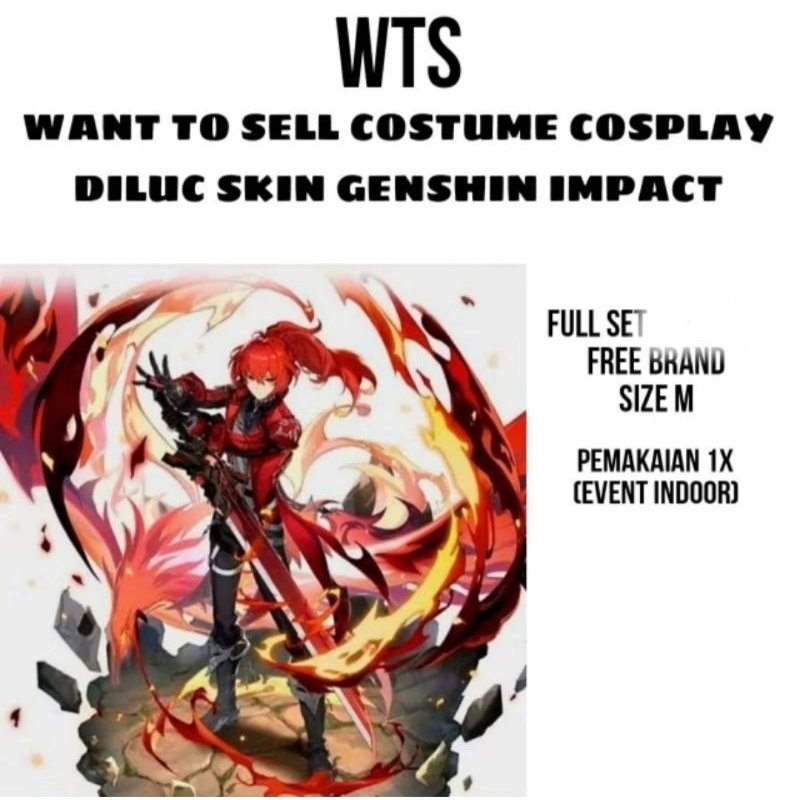 WTS COSTUME DILUC SKIN SECOND/PRELOVED