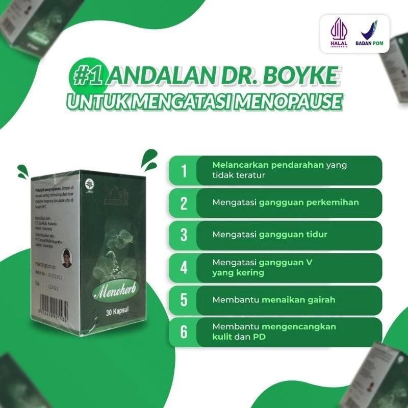 Menoherb Asli Original Suplemen Kesehatan Wanita Mengatasi Gejala Pre Menopause Dr.Boyke Wish Menohe