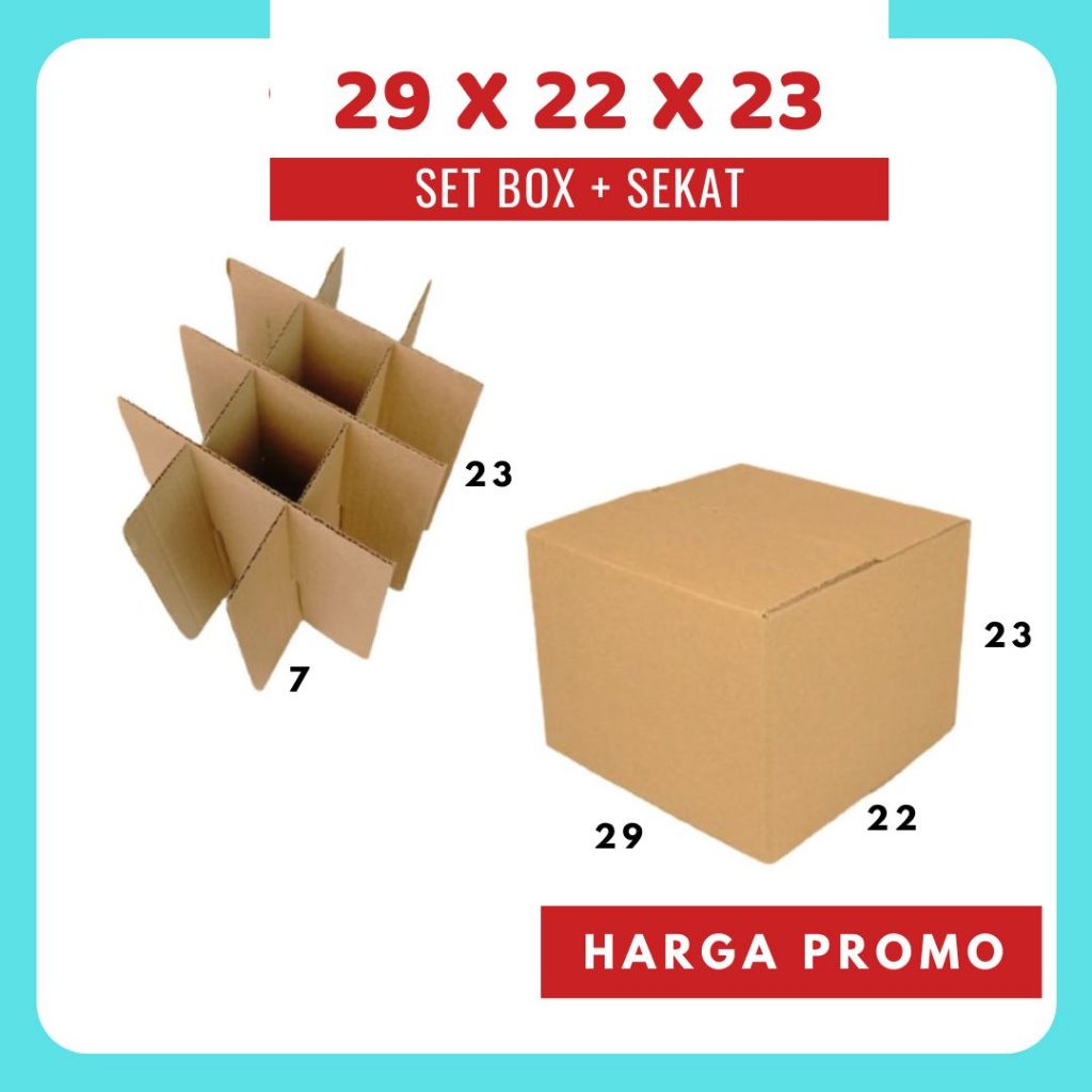 

Box 29x22x23 + Sekat 12 @7x7x23 Box Dus Packing Kotak Kemasan Kardus Karton