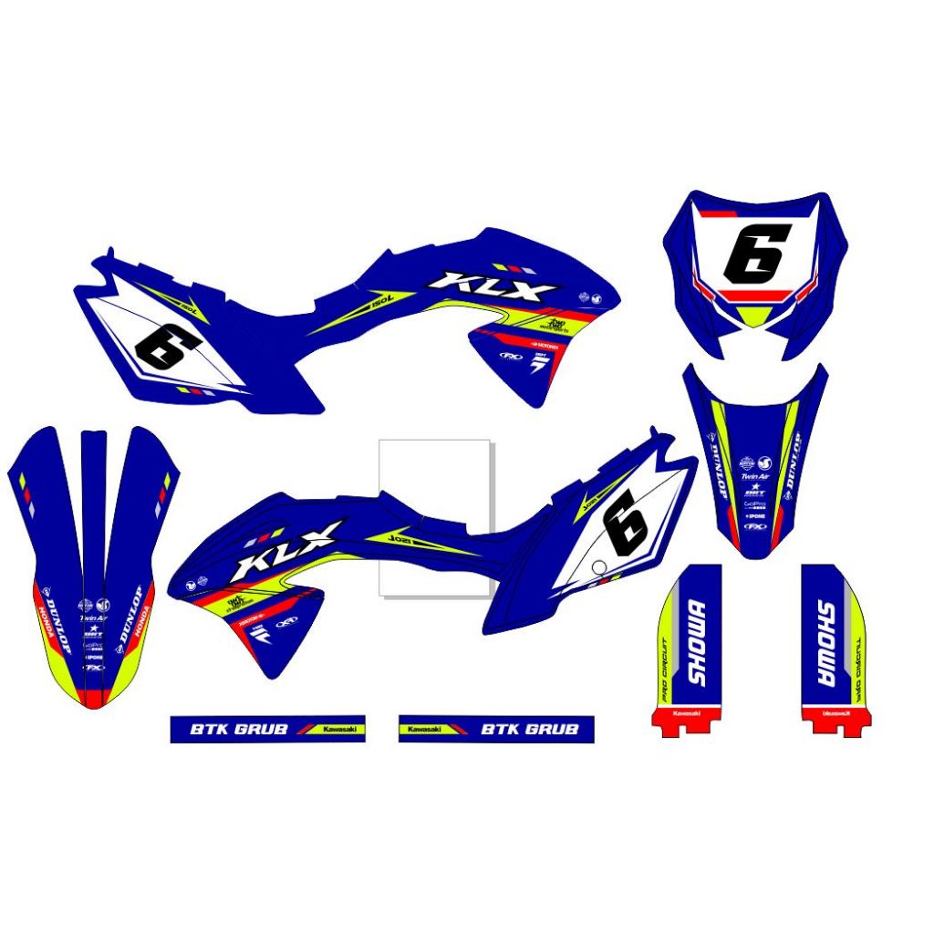 Decal Stiker KLX 150 BF Dekal Striping Sticker Motor KLX Bf Stiker Klx 150 BF CUSTOM BIRU