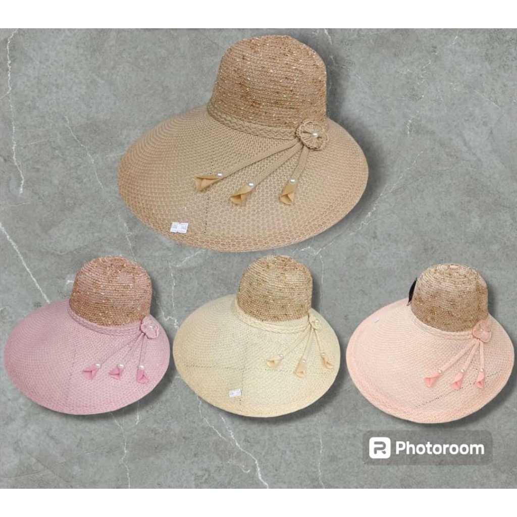 Terbaru Topi Caddy Golf Rajut Brim Depan Lebar Topi Pantai Wanita Laris - Ivory