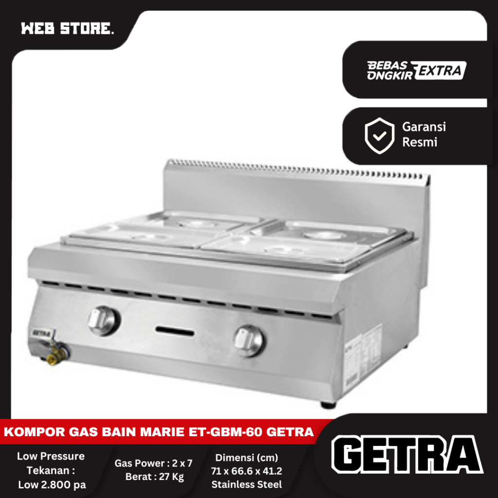 Gas Bain Marie Stainless Steel ET-GBM-60 Getra