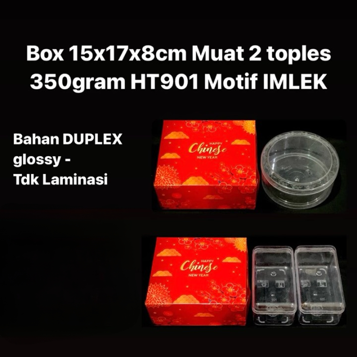 

1 Pack Isi 3 Pcs Box Duplex Glossy Kotak Hampers Kue Kering Motif Imlek Ukuran 15x17x8cm