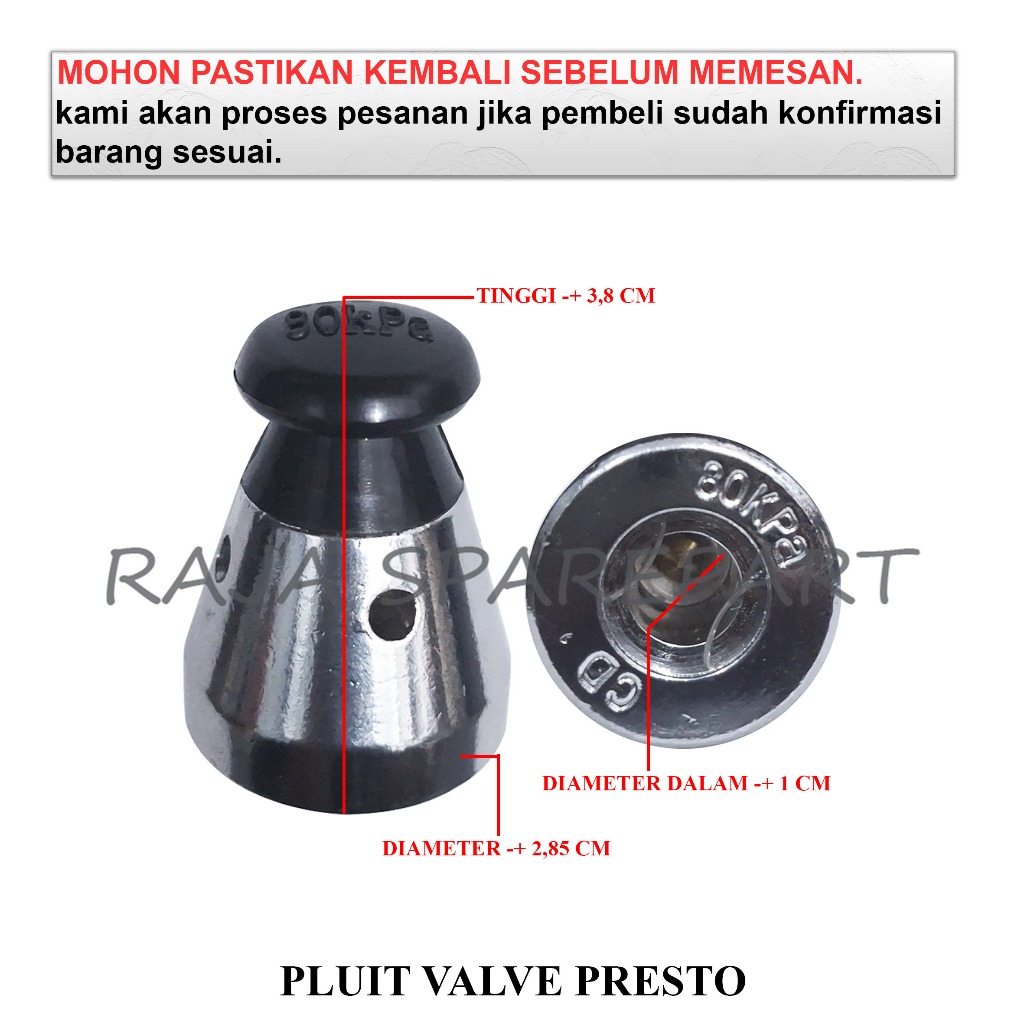 PVP PLUIT PANCI PRESTO / PLUIT PRESTO TUTUP PANCI / PLUIT VALVE PRESTO