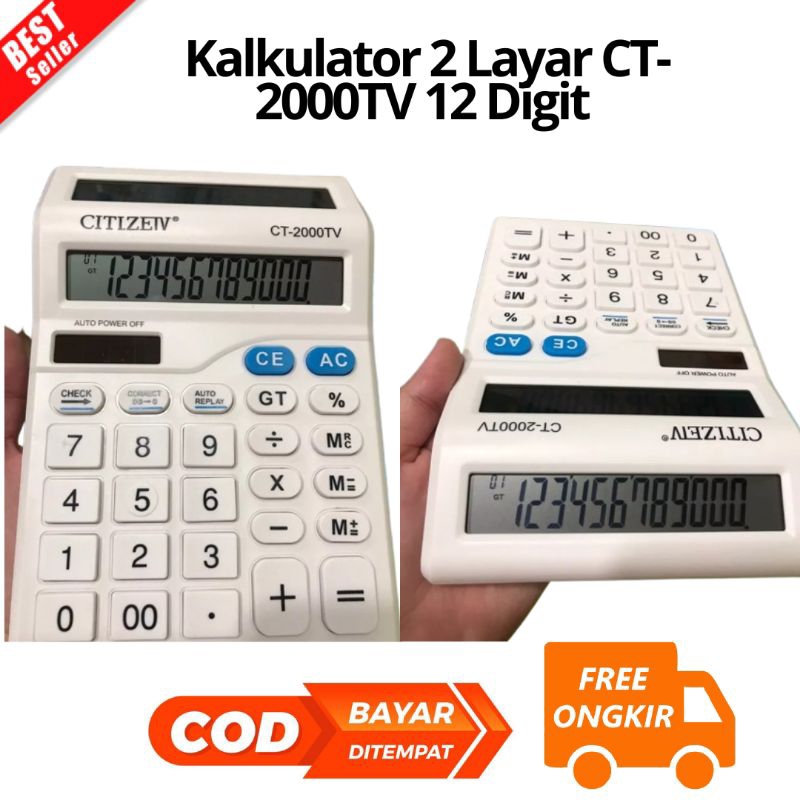

CK15 [JIB] BAYAR DI TEMPAT Calculator Kalkulator 2 Layar CT-2TV 12 Dit - Calculator Check Dual 2