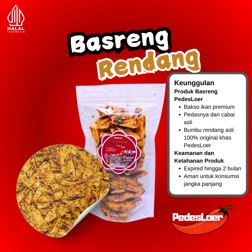 

Pedesloer Rendang Basreng Pedas Standing Pouch 60gram