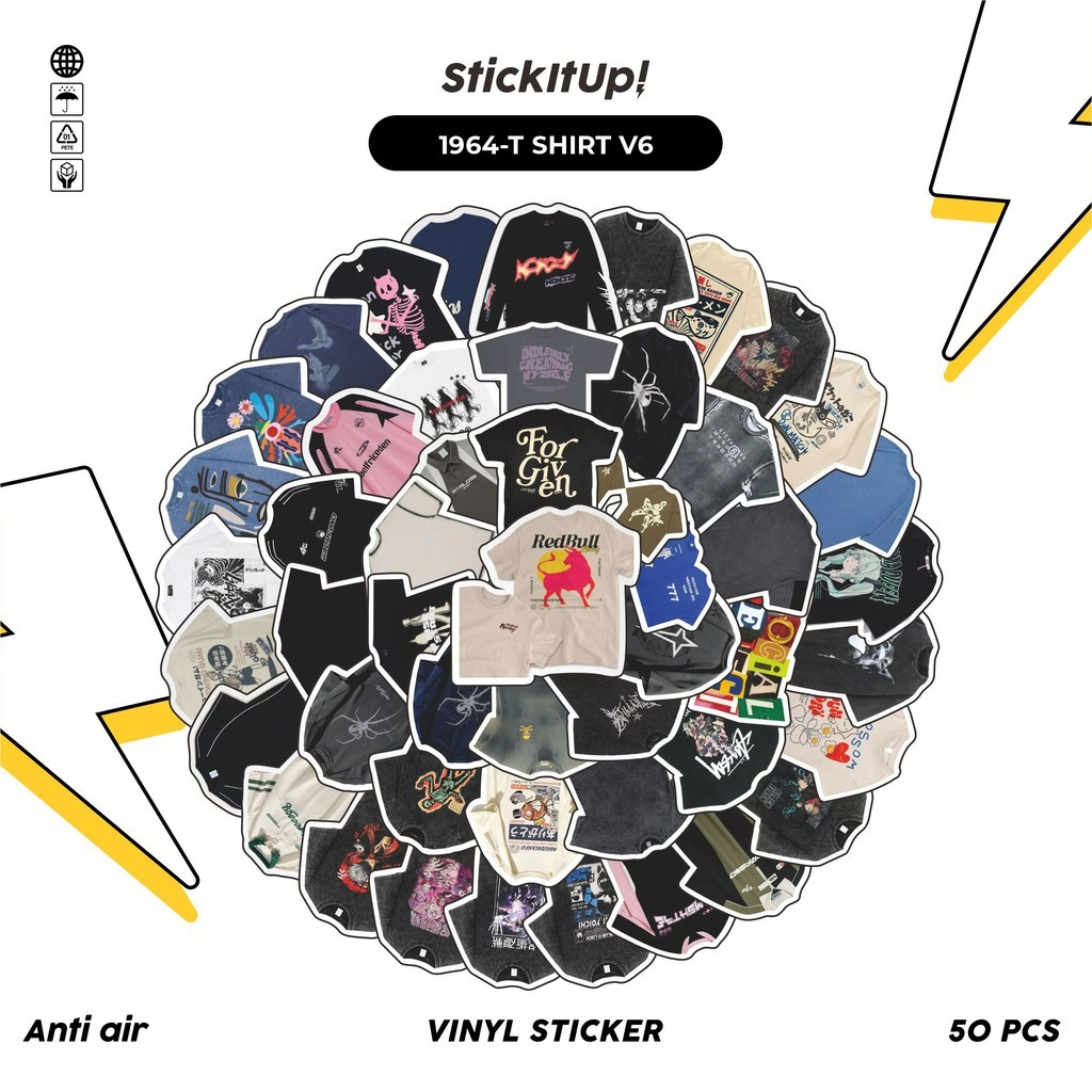 

COD✨ 50 Pcs Stiker T SHIRT V6 Lucu Anti Air Untuk Dekorasi Notebook Sepeda Skateboard Handphone DIY