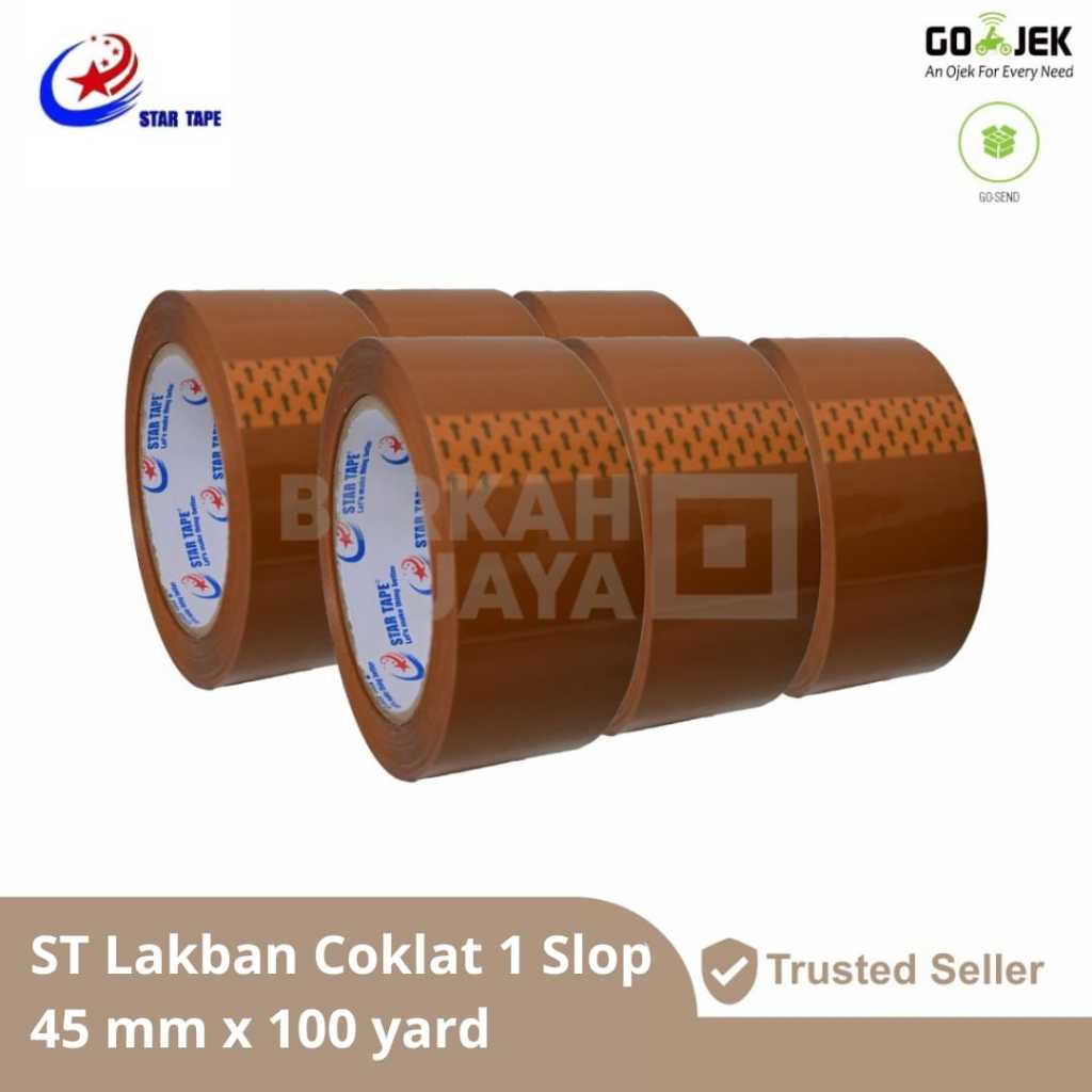 

(6 PCS) STAR TAPE LAKBAN COKLAT 45 MM X 100 YARD / TAPE / SOLASI / PEREKAT / SOLATIP /ISOLASI (Lakban ST Coklat 2")