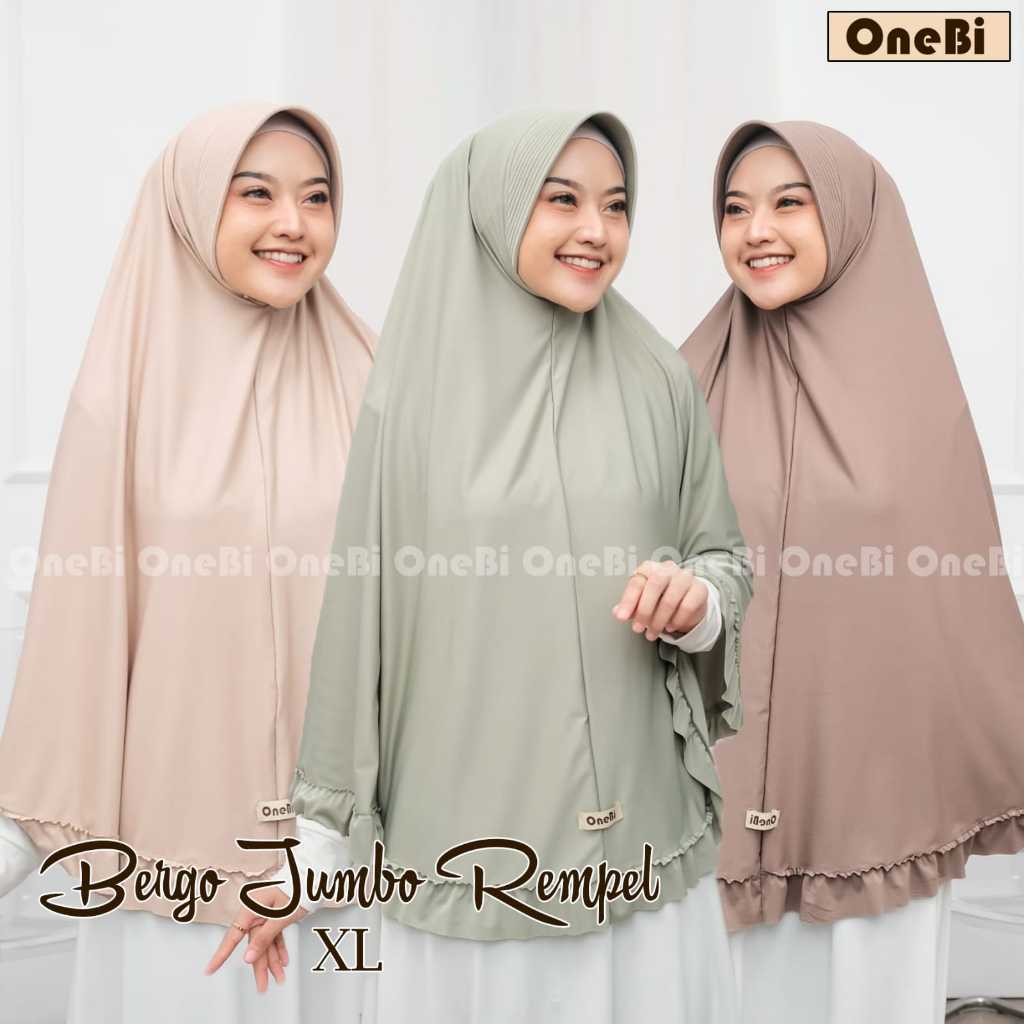 Hijab Bergo Syar'i Jumbo Rempel Jersey Premium Ped Soft Jilbab Harian