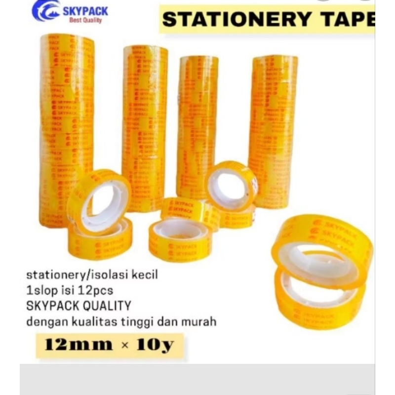 

1 SLOP ( 12 PCS ) Solatip isolasi Bening Kecil SKYPACK 12mm X 10 Yard.