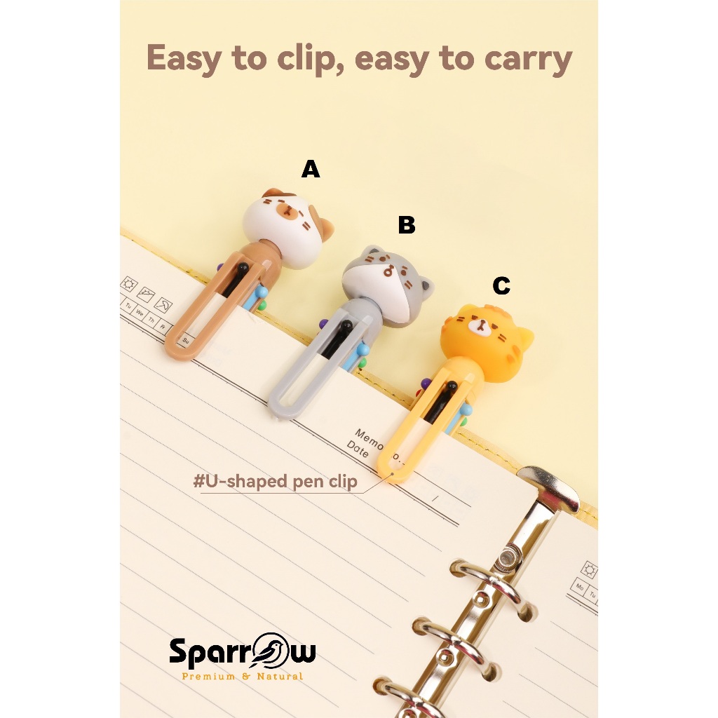

SPARROW Pen 6 warna / 6 Color Pen / Pen Karakter Lucu Cantik CAT DIARY (6894)