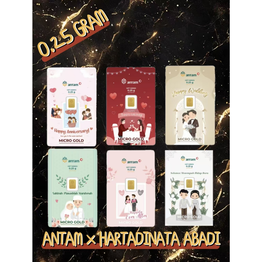 Emas Logam Mulia Antam Press (LM) 0.25GRAM Seri Happy Wedding