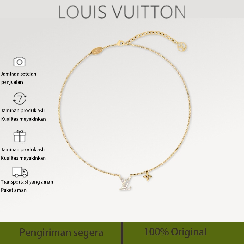 Louis Vuitton/Kalung louis vuitton original/Emas mawar 18K/Kalung mutiara/hijau/merah