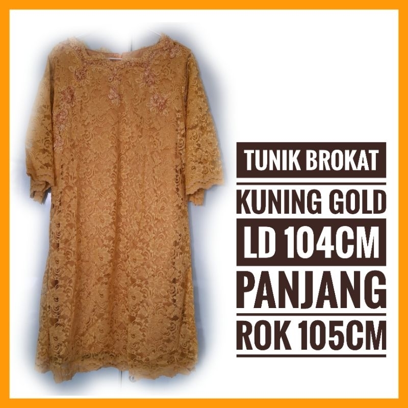 TUNIK BROKAT KUNING GOLD JUMBO