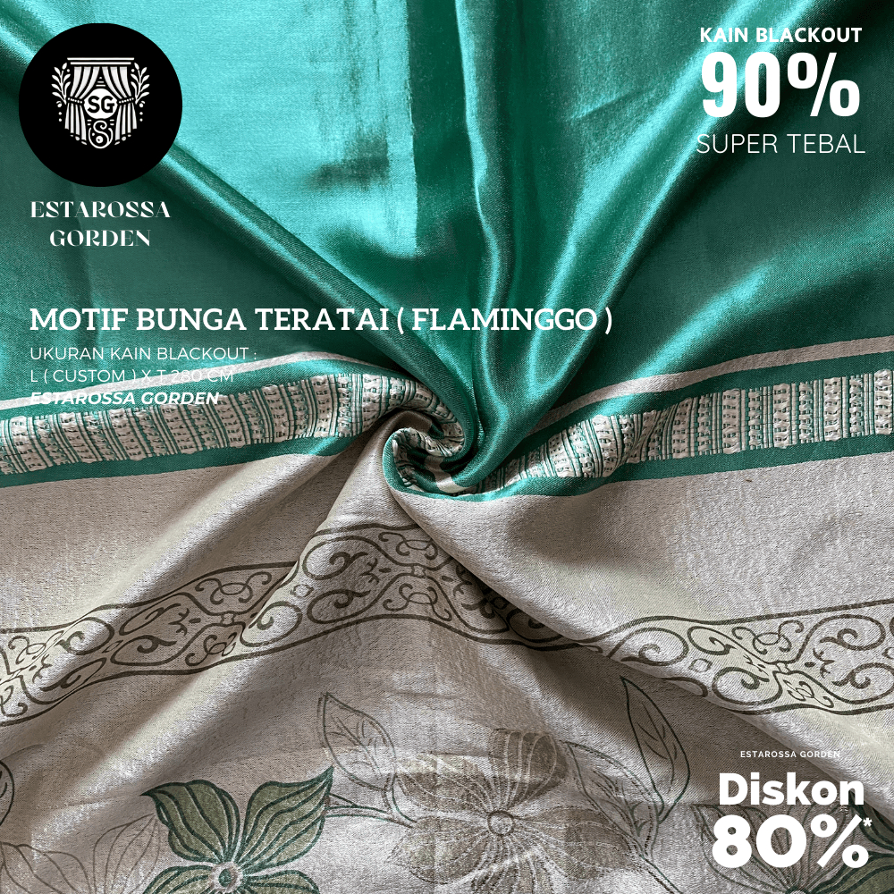 KAIN GORDEN BLACKOUT POLOS METERAN CUSTOM MOTIF BUNGA TERATAI( KAIN BLACKOUT 85% - 95% - KODE FLAMIN