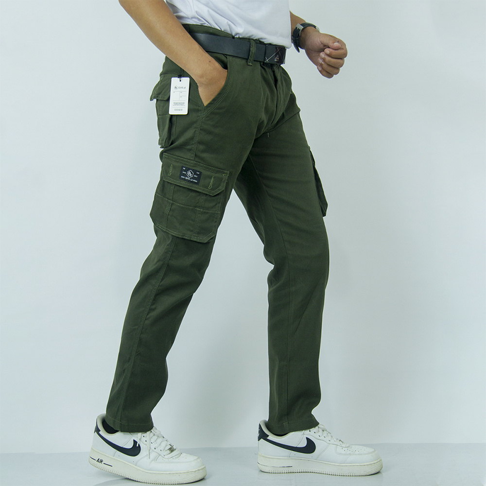 Celana Cargo Panjang Pria Jumbo Slimfit Tactical Long Pants Laki Laki Kargo Warna Hijau Army