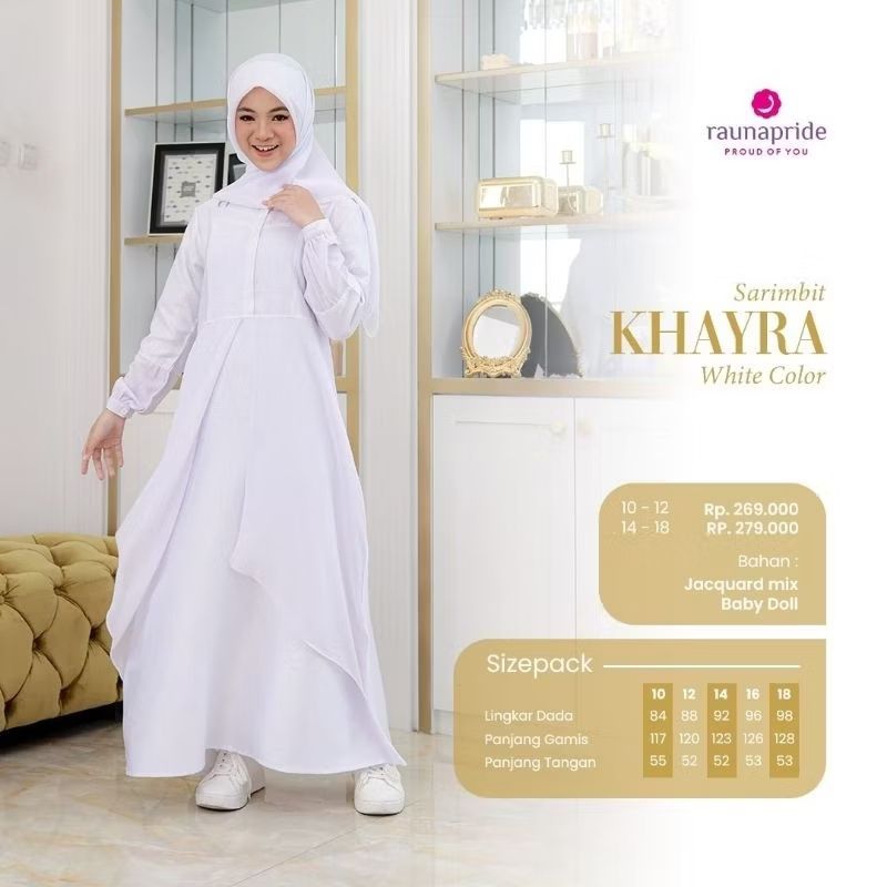 Baju Gamis Remaja/Baju Gamis Hitam/Baju Gamis Putih/Gamis Anak Remaja Best Seller - RRF Khayra White