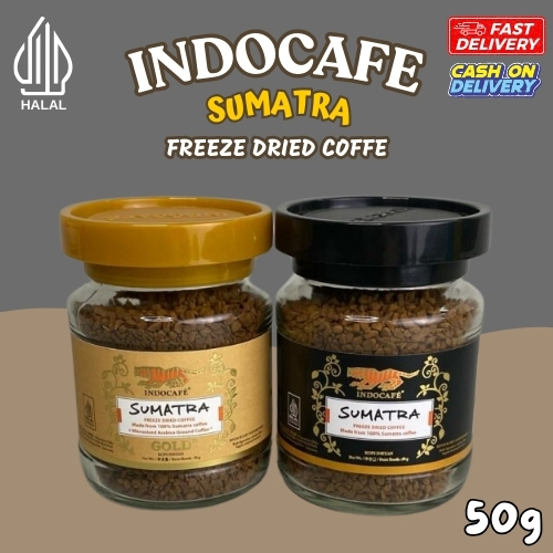 

Kopi / Indocafe Sumatra Freeze Dried Coffee 50g / Gold & Black / Halal