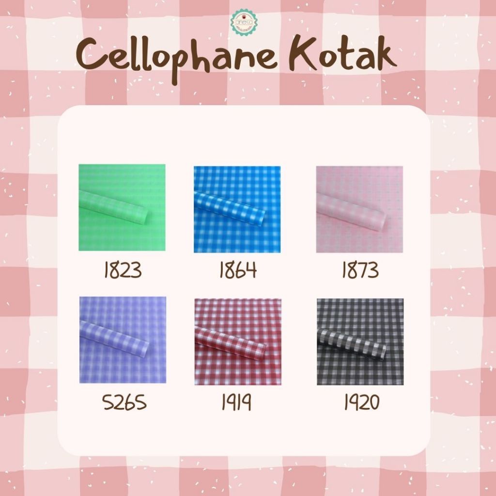 

ANEKA - [ 20 Lembar ] Kertas Cellophane Buket Bunga [ Motif Kotak ] Flower Wrapping Paper Celophane