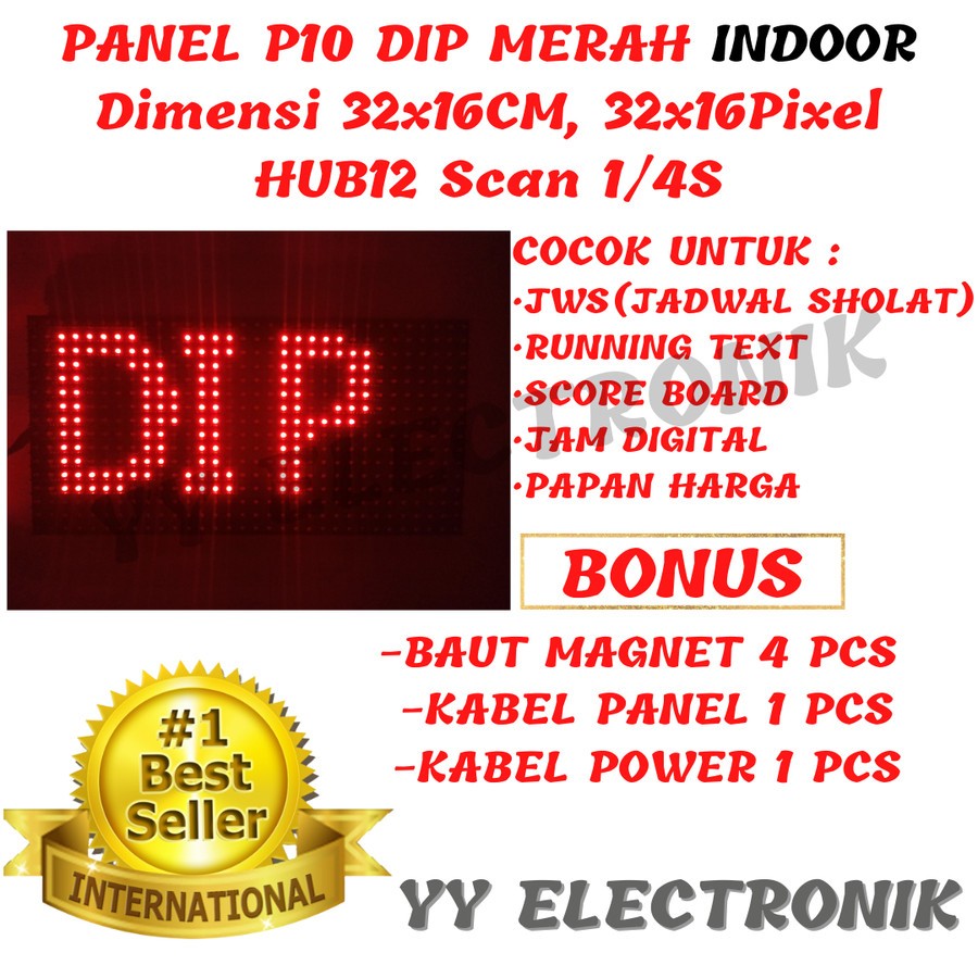 Panel Module Modul LED P10 Running Text DIP Merah Red Indoor