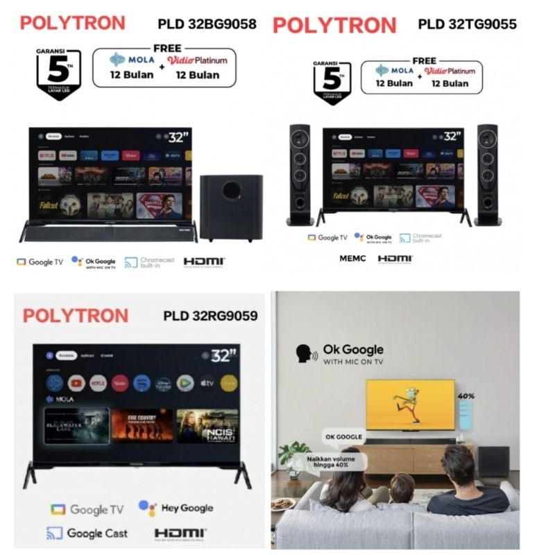 TV Android 32 Inchi Polytron PLD 32BG9058/32TG9055/RG9059