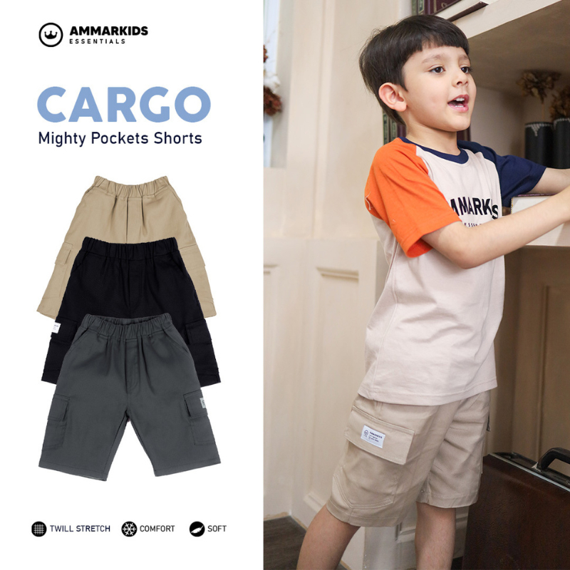 Celana Pendek Chino Anak Laki laki Cargo Dua Saku Mighty Pockets Shorts by Ammar Kids