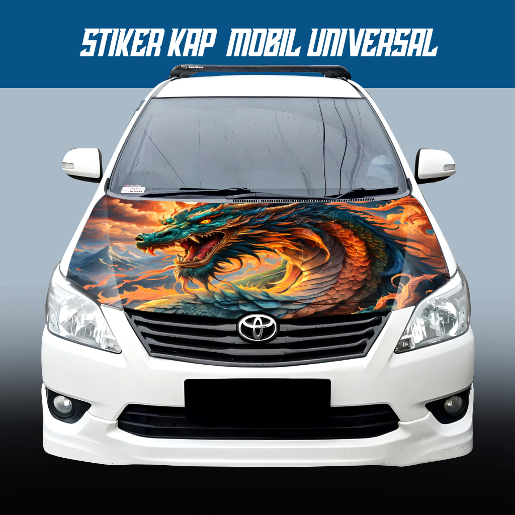 Decal Stiker Kap Depan Mobil Motif Naga Dragon Universal Untuk Semua Merk Mobil Gambar Bisa Custom