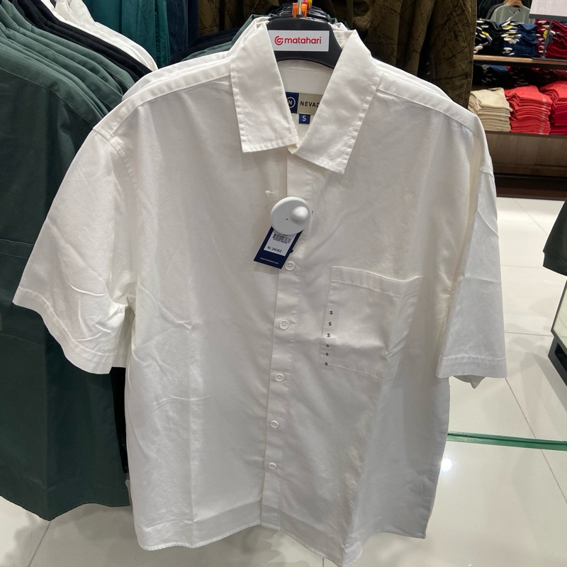 Nevada kemeja pria lengan pendek motif polos