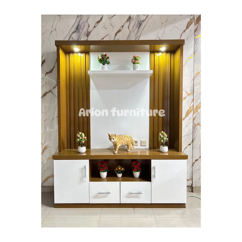 Back Drop tv/Bufet TV 75inc Minimalis / Bufet Partisi Pajangan / Penyekat Ruangan berlampu/ bufet tv