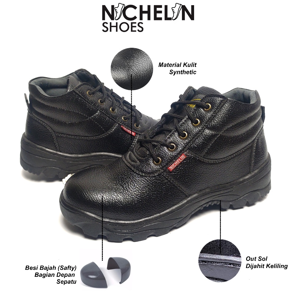 KODE Y88D SEPATU SAFTY PRIA HIGH KERJA PROYEK UJUNG BESI JAHIT KELILING 5