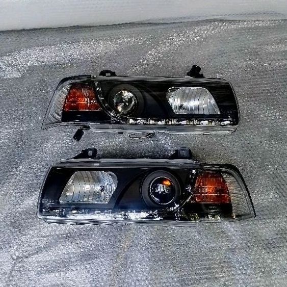 headlamp BMW E36 black housing