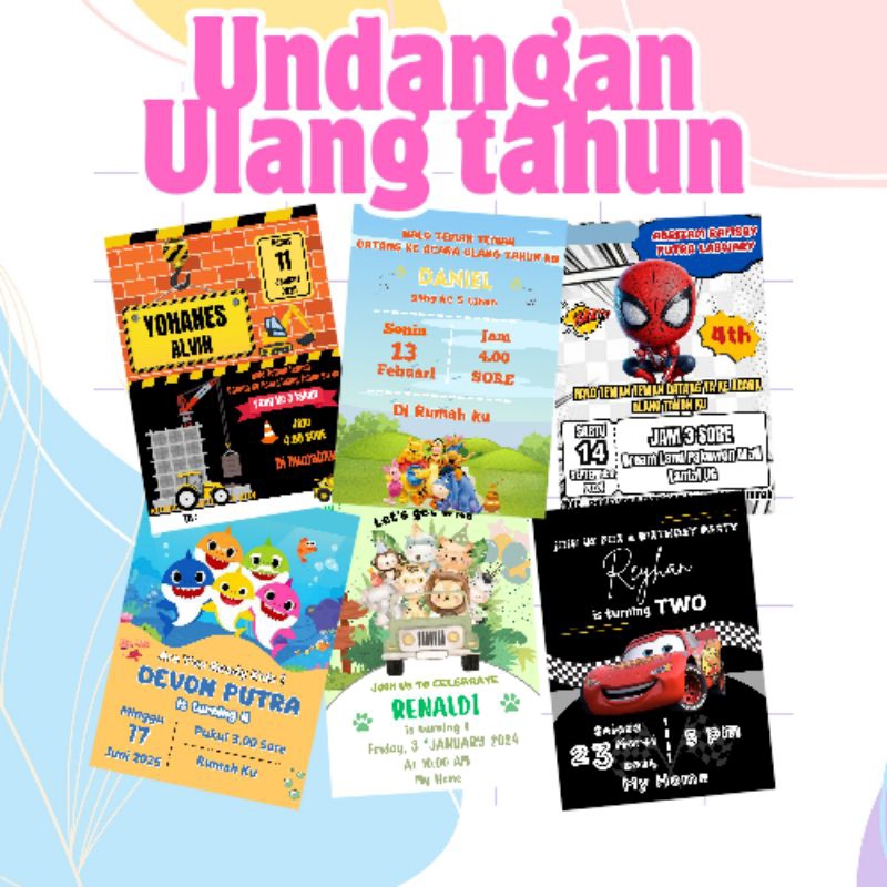 

KARTU UNDANGN ULANG TAHUN ANAK | BISA CUSTOME DESAIN | BISA TAMBAH FOTO