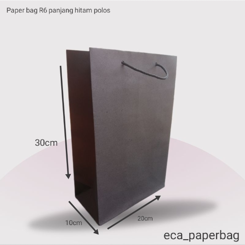 

Paper bag R6 panjang hitam polos 20 x 10 x 30 (P x L x T) tas kertas berkualitas Kraft