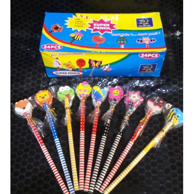 

Wah Pensil stip penghapus karakter lucu isi 24