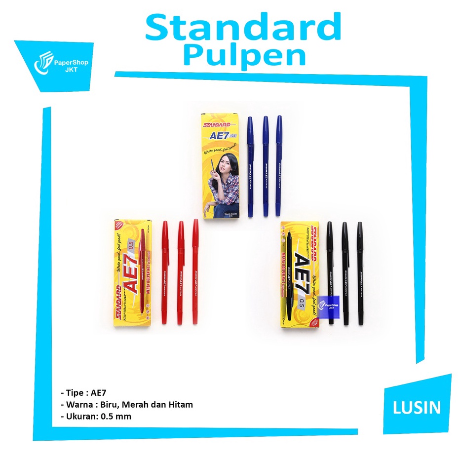 

KP8 STANDARD Pulpen Bolpen Ball Point AE7 5mm Pen Lusin