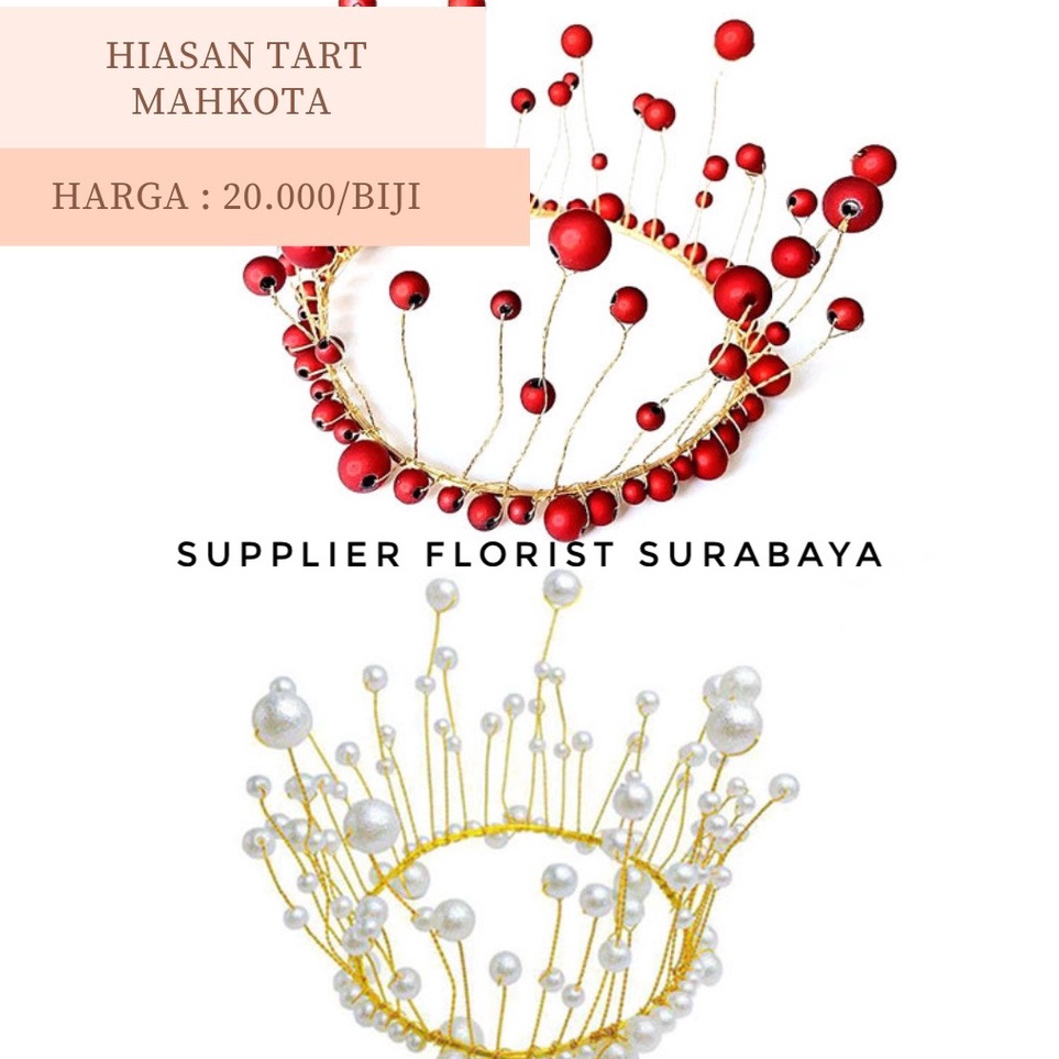 Special Order  MAHKOTA HIASAN KUE TART CROWN PUTIH MERAH WHITE RED MINIATUR KUE TART TOPPER KUE ULAN