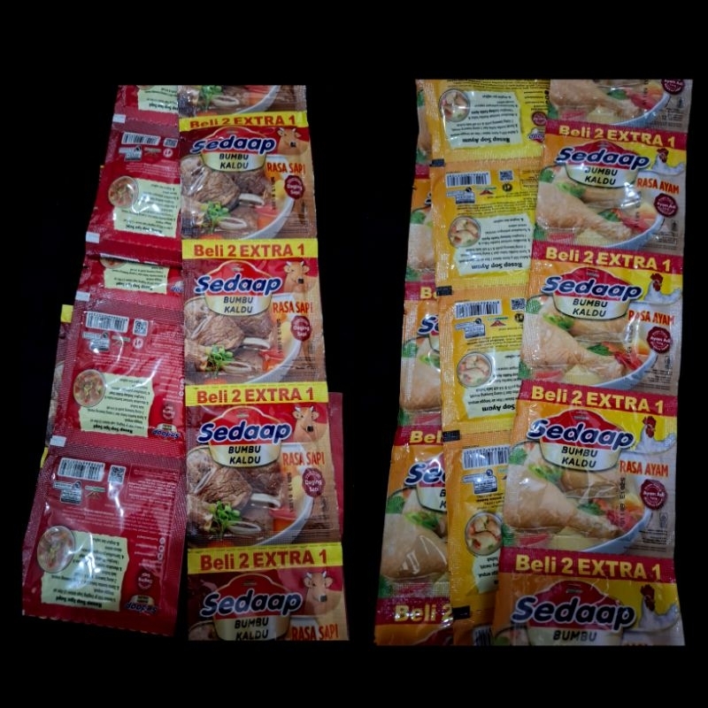 

Bumbu tabur kaldu sedap rasa sapi, rasa ayam 1 renceng isi 15 sachet