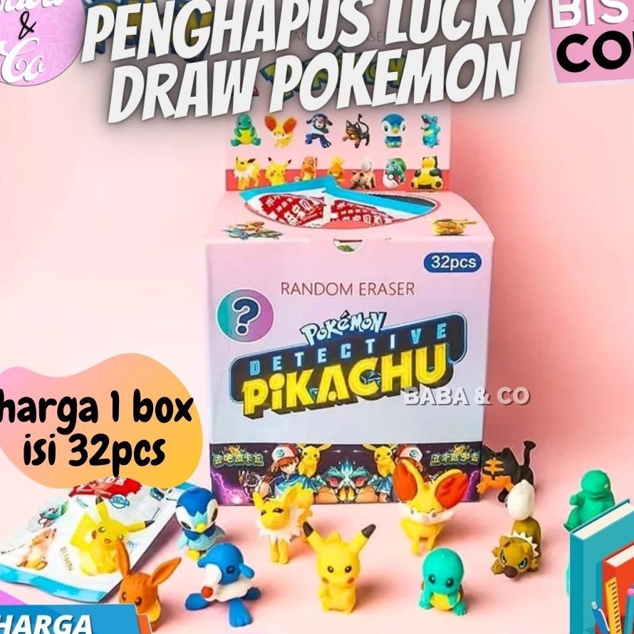 

Langka PENGHAPUS POKEMON 1 BOX 32 pcs PENGHAPUS MISTERI LUCKY BOX POKEMON COD