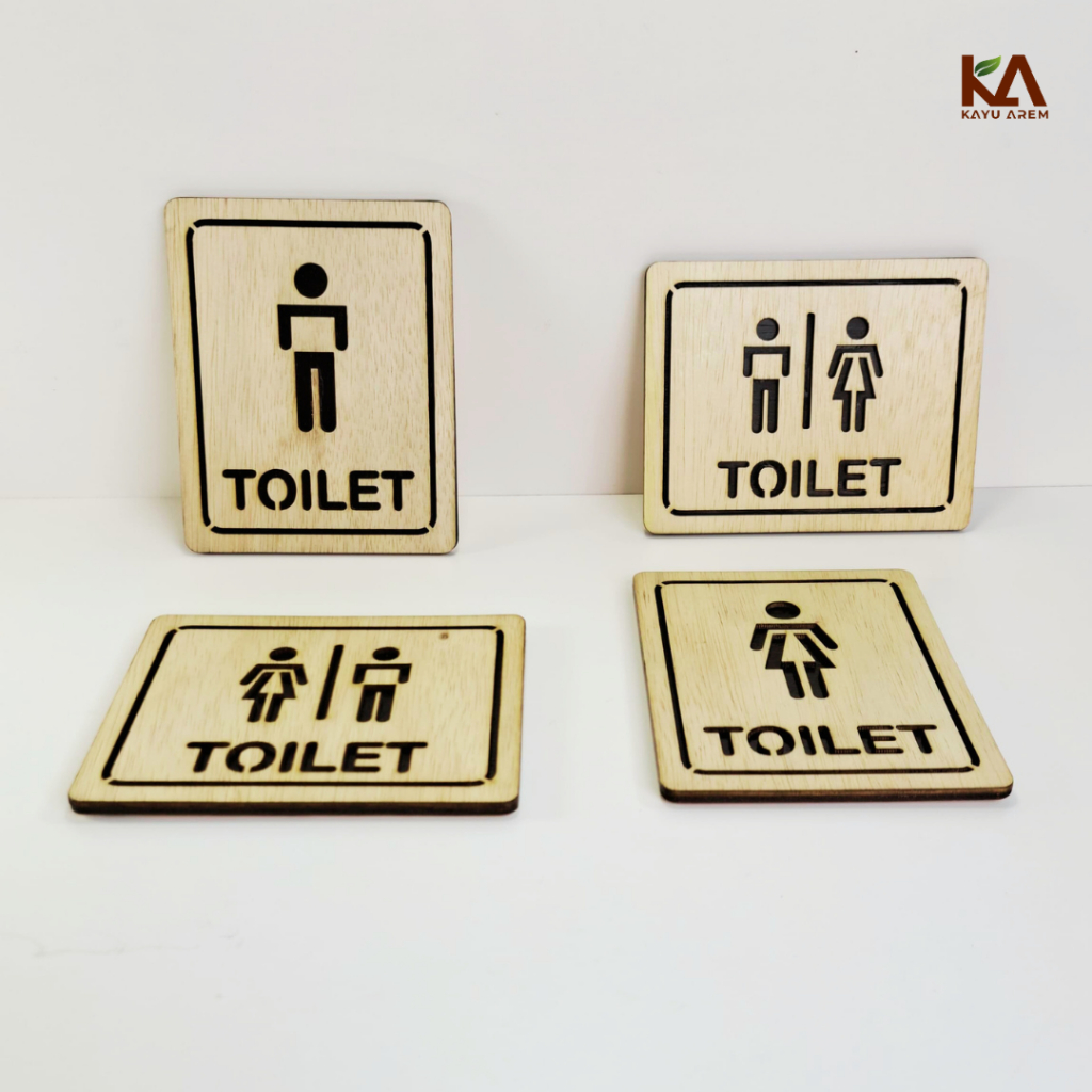 Sign Toilet | Tulisan Tanda Toilet bahan Kayu | Wooden Signage natural