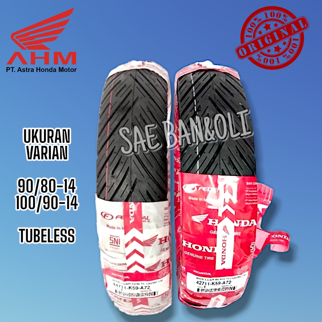 BAN LUAR AHM 100/90-14 & 90/80-14 Ban Luar Tubeless Ban Luar Ring 14
