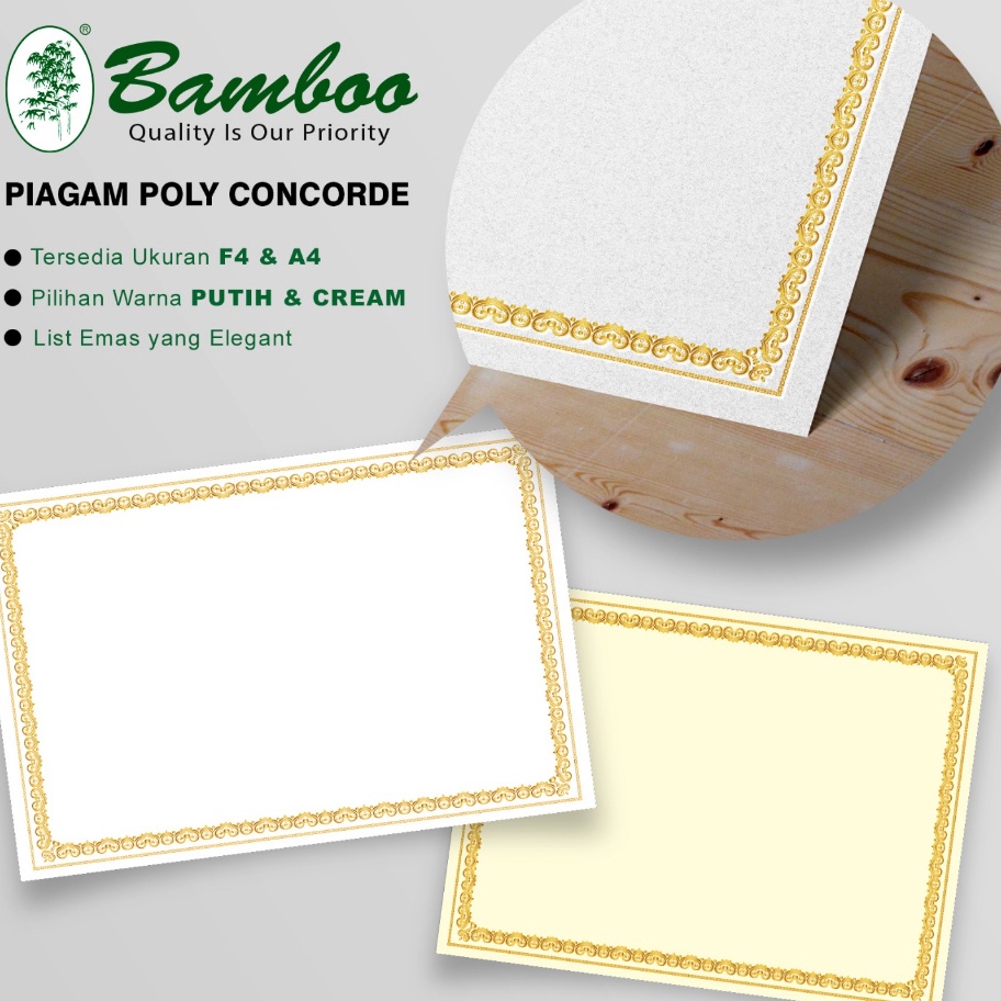 

MURAH LEBAYYYY Bamboo Blanko Kertas Piagam Sertifikat Poly Concorde Bingkai 2 Sheets