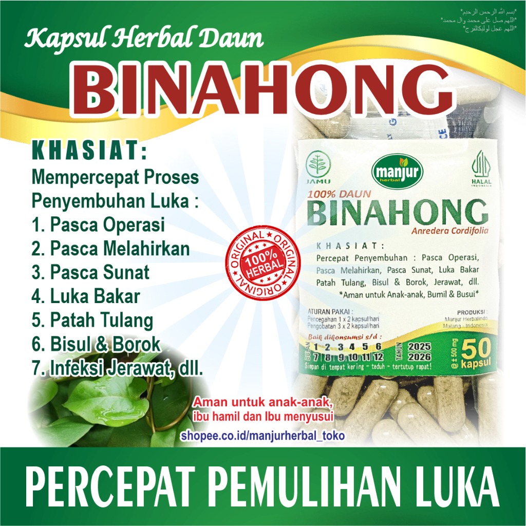 BINAHONG 50 kapsul >> Mempercepat Penyembuhan : Pasca Operasi, Sunat, Luka Bakar, Patah Tulang dll<<