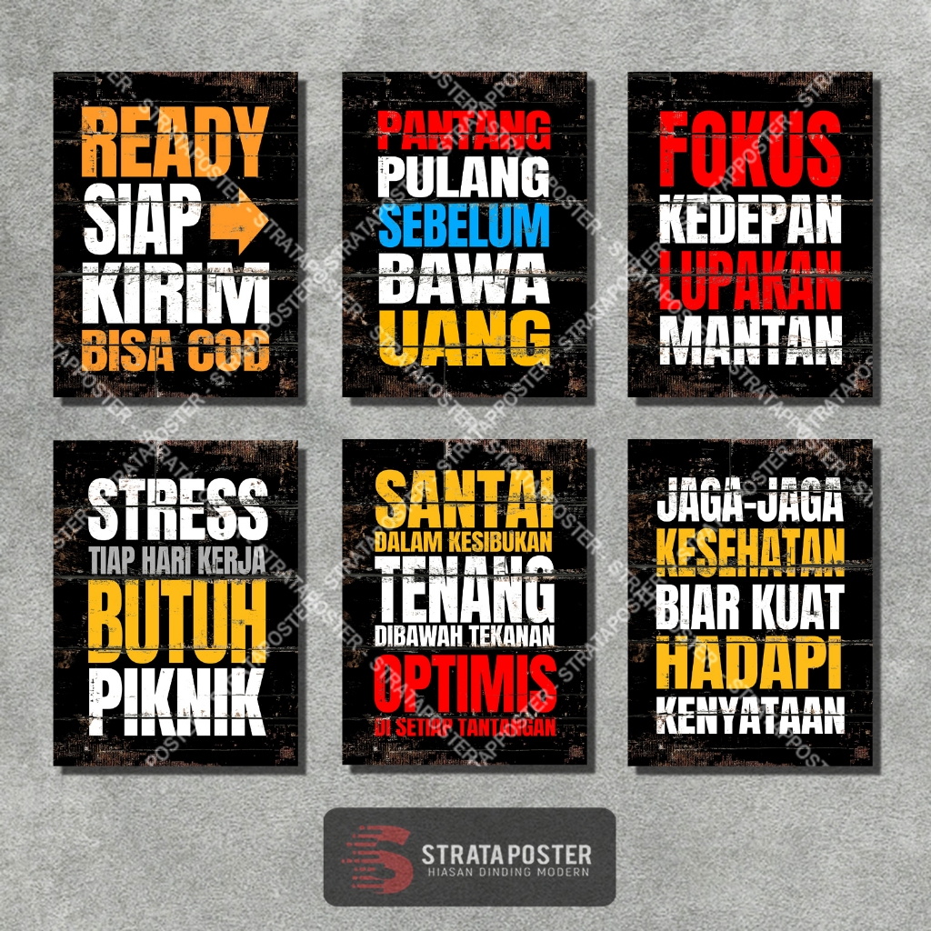Hiasan dinding kamar tidur aesthetic cowok Poster kata kata motivasi