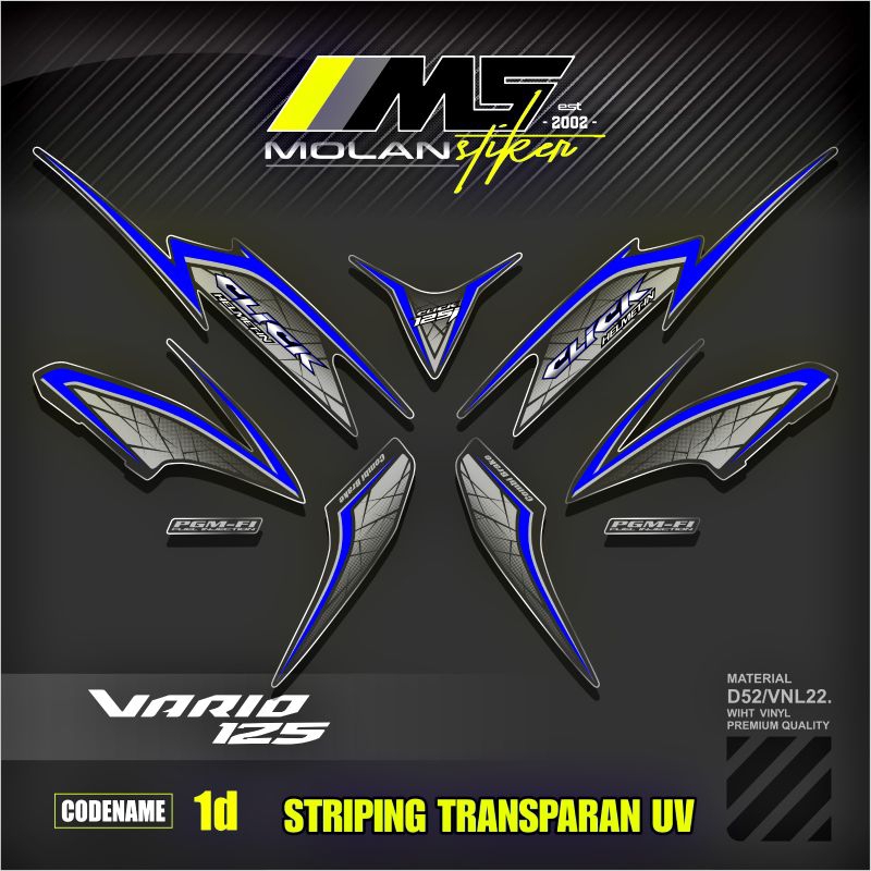 Decal Sticker Striping Variasi Transparan Uv Vario 125 Old (CLICK 125 i) Vario 125 Techno/Cbs 2012-2